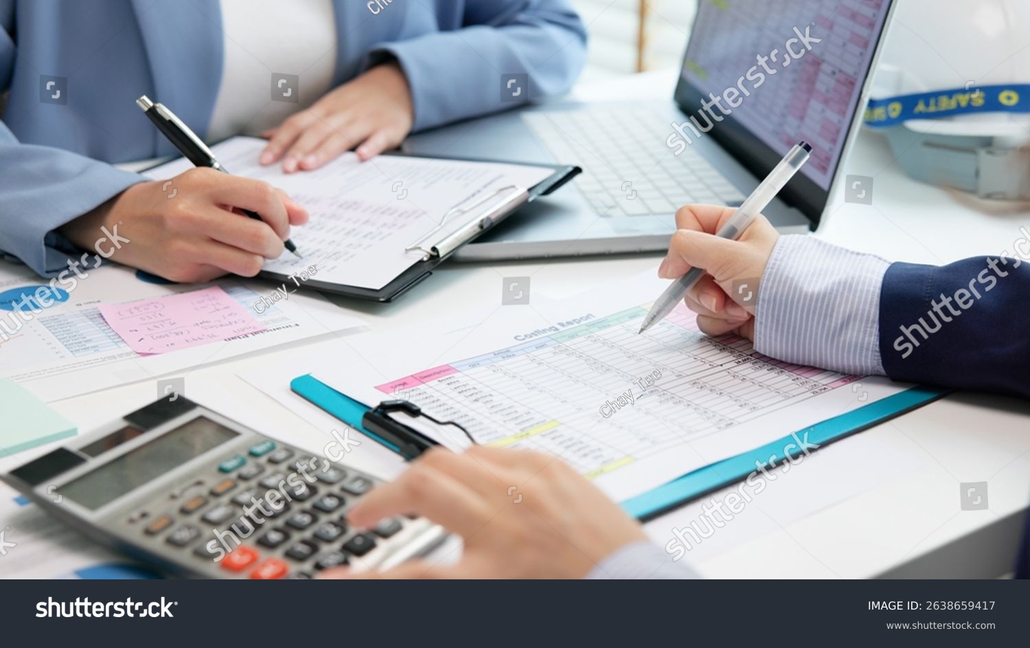 Stock photo expert woman asian female people review data number costing managerial account prepare monthly 2638659417